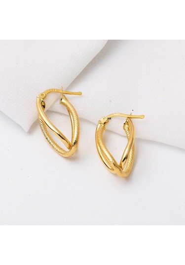 2,5 cm Çaplı 14 Ayar Asimetrik Altın Küpe KPDLY14K21909