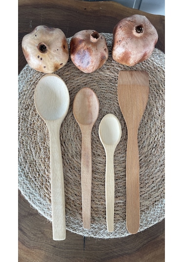 4'lü Ahşap Tahta Kaşık