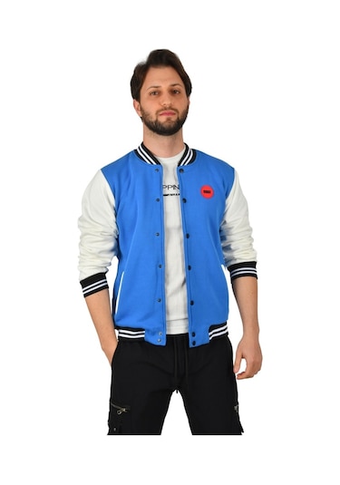 Deepsea Erkek Mavi Şardonlu Kolej Yaka Mont 230 Mavi