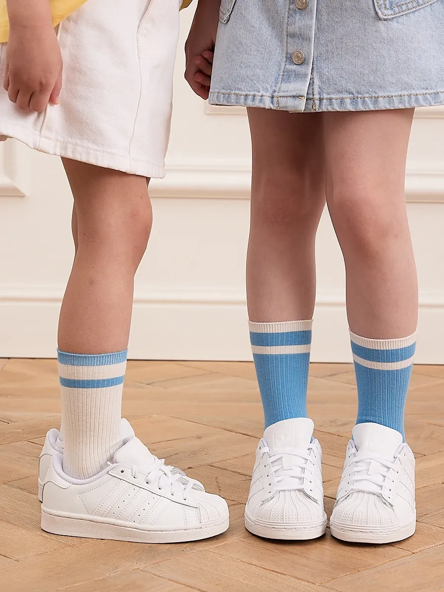 Peppy Woolton Okul İçin Çizgili Yüksek Çoraplar, 2 Çif 410658757 Sütlü