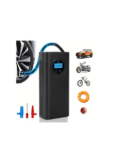 Boatshop1 Taşınabilir Usb Dijital Ekranlı Şişirici Hava Kompresörü 3000mah Kablosuz Şarj Motosiklet Araba Lastik Pompası