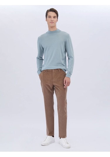 Kip Deve Tüyü Dokuma Regular Fit Kadife Casual Pamuk Karışımlı Pantolon Devetüyü