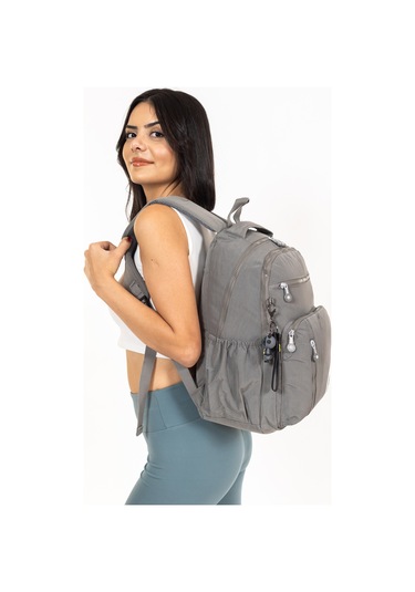 Modern Tarzda Su Geçirmez Krınkil Kumaş Okul Sırt Çantası Hafif, Konforlu Ve Fonksiyonel Tasarım - Gri Gri
