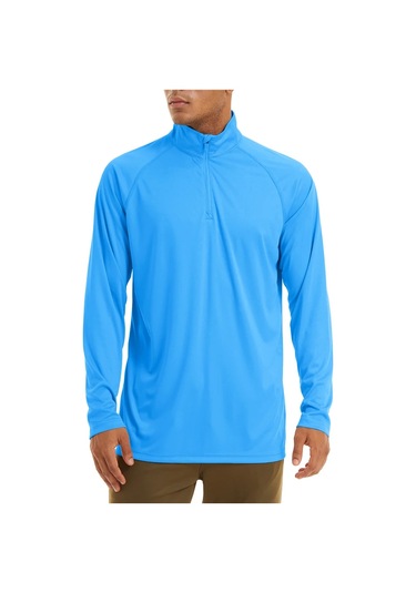 Tacvasen Erkek Anti-uv Güneş Korumalı Uzun Kollu Zip T-shirt Yaz Golf Egzersiz Özbekistangökyüzü Mavierkek Gökyüzü Mavi