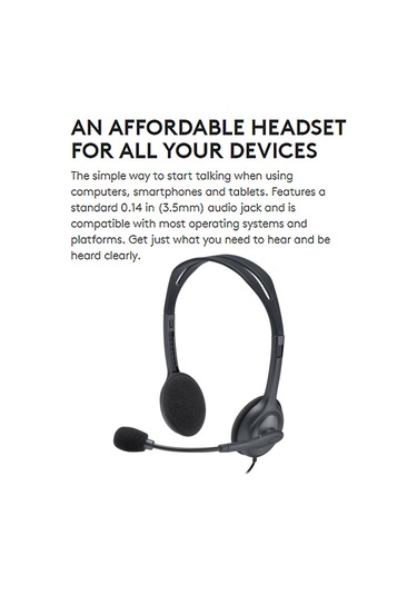 Logitech H111 Stereo Kulaklık Döner Mikrofonlu 3.5mm Kablolu Kulaklık Oyuncu Oyun Müzik Arama