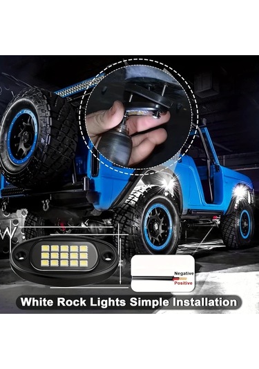 Xuweiwei 8 Pods Araç Led Işıkları Rock Işıkları 6000k Beyaz Led Araç Altı Aydınlatma Suv Kamyon Motosiklet Atv Utv Pickups Off Road