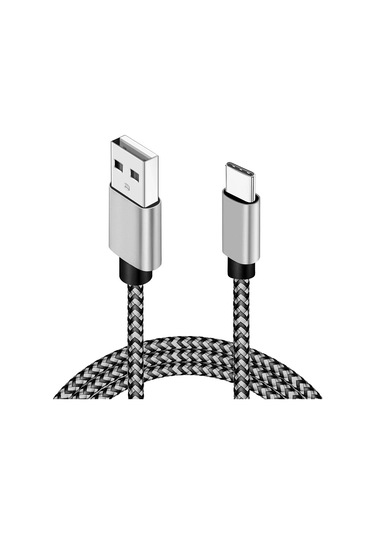 Usb Tip C Kablo Tarih Sync 2.4a Hızlı Şarj Naylon Örgülü Tel Şarj Aleti Kablosu Whıte 1m