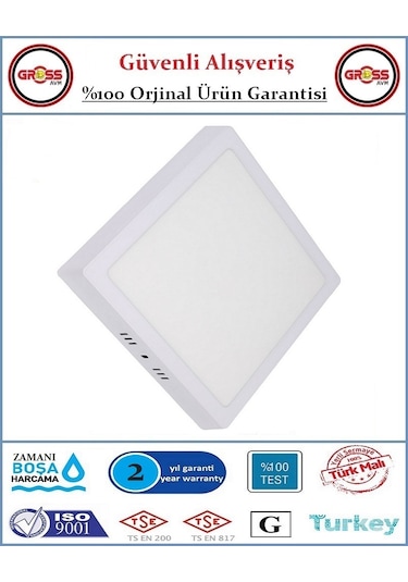 Zmr Sıva Üstü Kare Led Armatür - 24 Watt - 2050 Lümen - Beyaz
