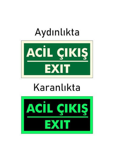 Fotolümen Fosforlu Acil Çıkış/Exıt Yön Levhası