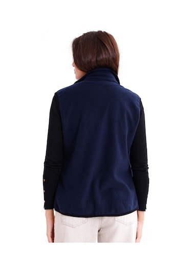 Monox Kadın Slim Fit Tam Fermuarlı Polar Yelek Lacivert