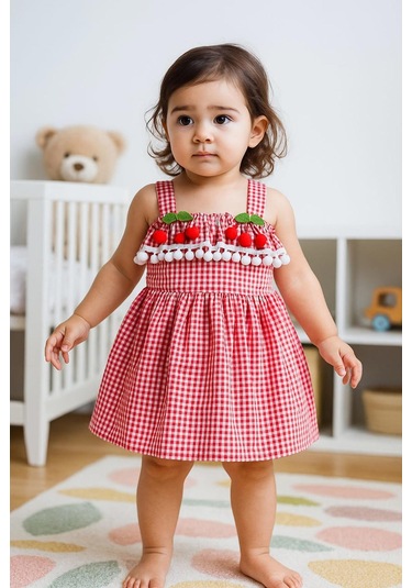 Kız Çocuk Askılı Pötikareli Kiraz Detaylı Doğum Günü , Bayramlık , Özel Gün , Parti Yazlık Elbise Kırmızı - Beyaz Kız Çocuk Askılı Pötikareli Kiraz Detaylı Doğum Günü , Bayramlık , Özel Gün , Parti Yazlık Elbise Kırmızı - Beyaz