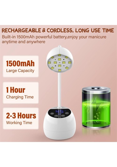 Xurunkeji Jel Tırnaklar İçin 36w Mini Uv Işıklı Kablosuz Uv Led Tırnak Lambası, Akıllı Sensör Ve 4 Zamanlayıcı İle Şarj Edilebilir Tırnak Kurutucuları