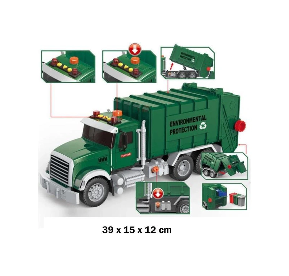Pilli Işıklı Sesli Amerikan Tipi Oyuncak Çöp Kamyonu