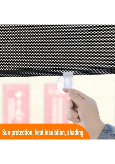 Sones 40x125cm Mesh Siyah Vantuz Teleskopik Araba Güneş Koruma Karartma Perdesi