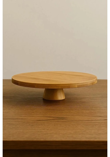 Oval Ayaklı Bambu Sunum Standı Doğal Ve Şık 24,5 5,5 Cm Sunum Tabağı 2 Parça Set Bambu