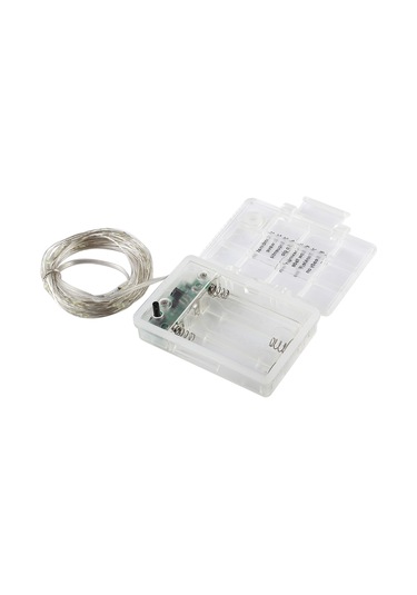 Sones 5m Gümüş Bakır Tel Işık Dizisi, 50 Led 3 X Aa Pil Kutulu Peri Lambası Uzaktan Kumandalı Dekoratif Işık, Dc 5v Diğer