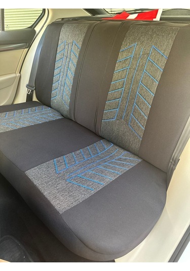 Argalı Fiat Doblo 2000-2022 Araca Oto Koltuk Kılıf Üniversal Keten Ve Suni Deri Cepli Oto Koltuk Kılıf Mavi