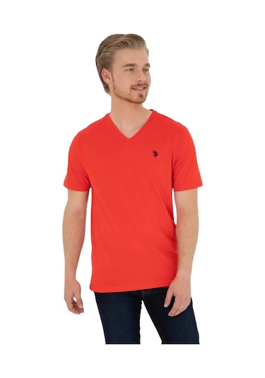 U.S. Polo Assn. Erkek V Yaka T-shirt Kırmızı