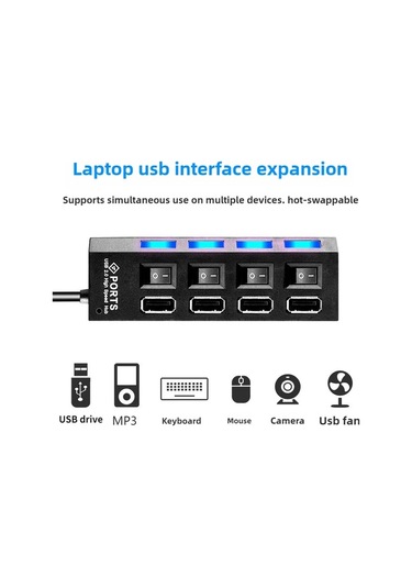 Willowhaven 4 Portlu Usb 2.0 Hub - Bağımsız Port Kontrollü Güç Anahtarlı Usb Genişletici