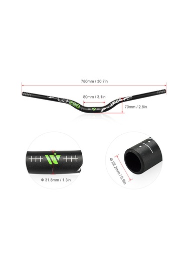 Yunboo Alüminyum U-şekilli Bisiklet Sapı, Dağ Bisikleti İçin Hız İndirimi, 780mm, Mavi, Bisiklet Aksesuarı