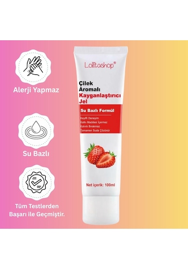 Lolitashop Çilekli Su Bazlı Kayganlaştırıcı Jel 100 ML