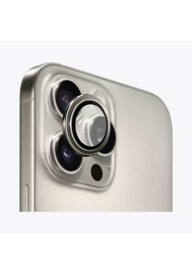 Safeus Safir Temperli Kamera Lens Koruyucu Apple Uyumlu iPhone 16 Pro Max İle Titanyum Gri