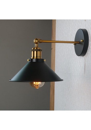 Suntek Magideal Kapalı Demir Duvar Lambası Armatür Aplik Mutfak 220mm-siyah-altın Siyah