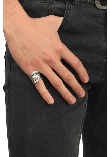 Labalaba Erkek Antik Gümüş Kaplama Ayarlanabilir Bohem Yüzük Gümüş