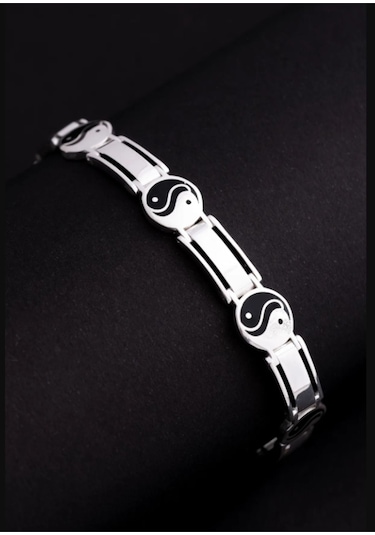 925 Ayar Yin Yang Model 925 Ayar Gümüş Erkek Bileklik