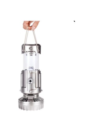 Homyl Güneş Enerjili Kamp Feneri Fanlı Elektrikli Fan Gümüş Gümüş