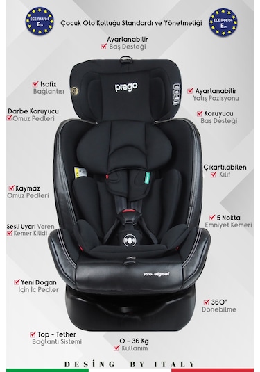 Prego Profix Pro Signal 360  Derece Dönebilen Isofixli 0-36 KG Oto Koltuğu