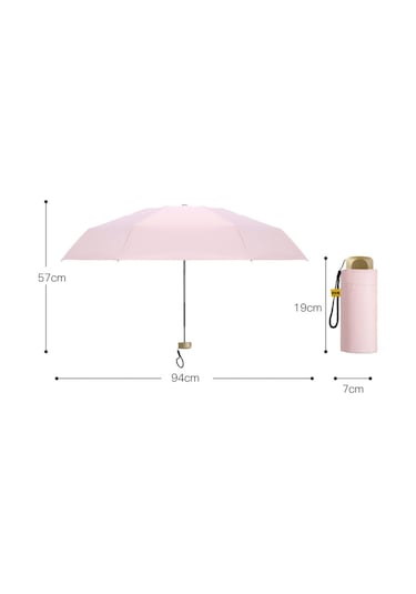 Yystore Ultra Hafif Güneş ve Yağmur Koruyucu Mini Şemsiye Pembe Açık Pembe