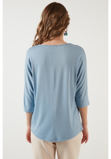 Lela Bisiklet Yaka Truvakar Kol Bayan Bluz 5861416Y Bebe Mavi