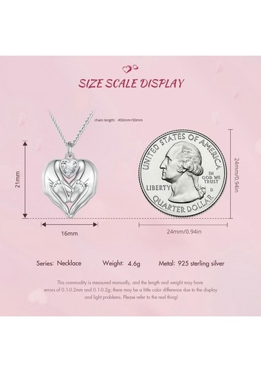 Novahub Wostu Anneler Günü Hediyesi 925 Ayar Gümüş Bebek Ayak İzi Kalp Charm Kolye Zincir, Sevgilisi İçin Gümüş