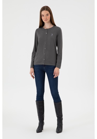 U.s. Polo Assn. Kadın Gri Hırka Triko 50313624-vr024 Gri