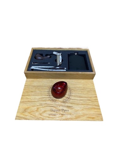 Dapper Gül Ağacı 7 Oz Çelik Mataralı Pipo Seti 605953x509162