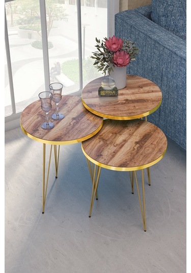 Zigon Sehpa Gold Ceviz Tel