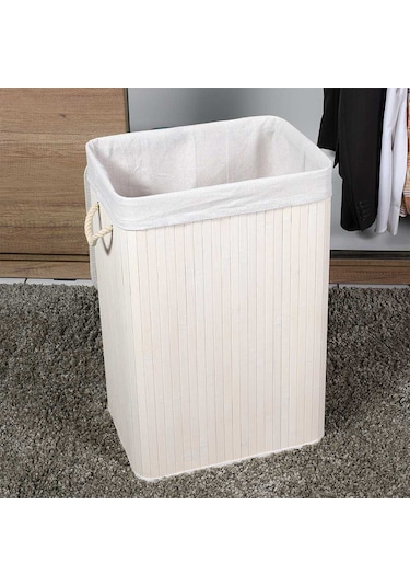 Handy Mate Bambu Çamaşır Sepeti - Beyaz Beyaz