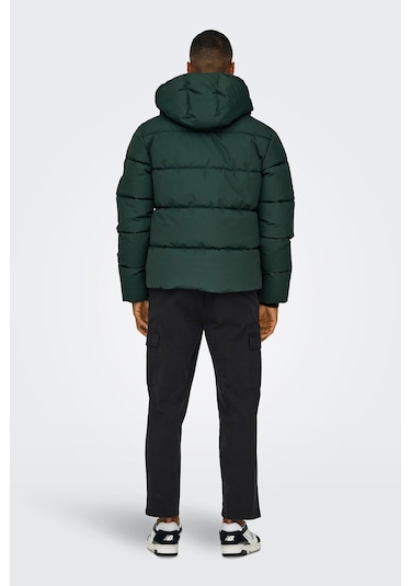 Only & Sons Erkek Onselıjah Kapüşonlu Rüzgar Geçirmez Mont 22029661 Yeşil Yeşil