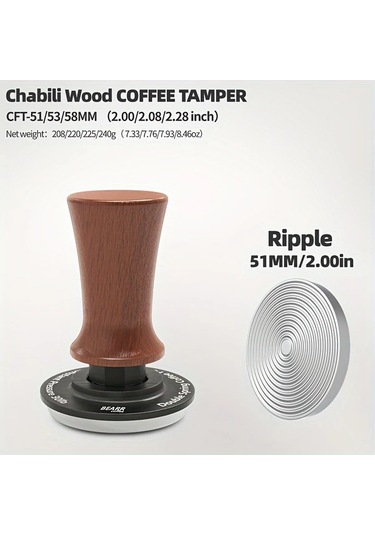 Motion003 Bearr Chabili Katı Ahşap Çift Yay Kahve Presi 58.35mm Sabit Basınç 30ıb Otomatik Adaptif Derinlik Espresso Tamper Ahşap
