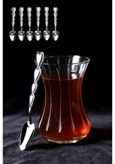 Elite Çay Kaşığı Kalp Model 6'Lı Paket Metal