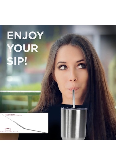 Çelik Pipet Paslanmaz Çelik Metal Meşrubat Pipeti Ve Pipet Temizleme Fırçası Seti 5 Parça Renkli