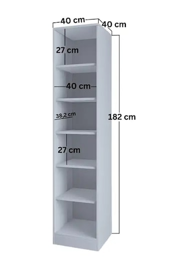 Lucas Tek Kapılı 6 Raflı Çok Amaçlı Dolap Beyaz