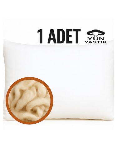 Ozn Home %100 Doğal Yün Yastik Meri Nos Yünü Yastik 1000 Gr Dolgulu Yastik Beyaz