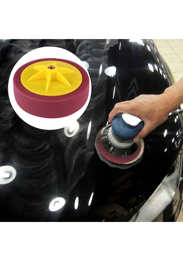 Tenfowee 15cm/6" M14 Vida Delikli Araba Cila-pasta-parlaklık Spreyi, Yıkama Üzerine Yeniden Kullanılabilir 3 Renkli Siyah+sarı+bordo Profesyonel Sponge Disk Seti