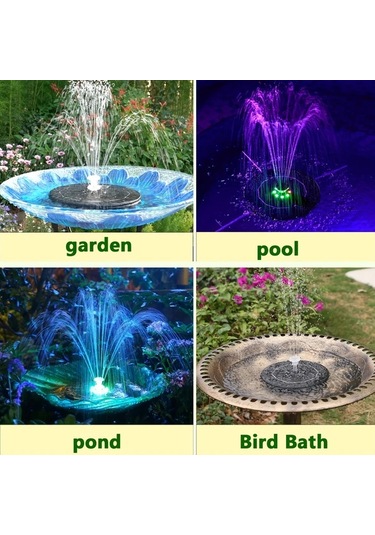 Honeybeeshop 3.5 Watt Renkli Led Işıklı Güneş Enerjili Çeşme Pompası Kuş Banyoları Bahçe Göletleri Ve Havuzlar İçin Lityum Pilli Kolay Kurulum