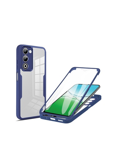 Oppo A5 5g/ Oppo A5 Kılıfı Akrilik + Tpu Şeffaf Telefon Kılıfı Ve Pet Ekran Filmi - Mavi Mavi