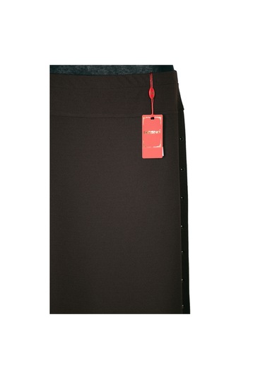 Hesna Kadın Destan Yanı Zımba Detaylı Astarlı Kahverengi Etek Kahve