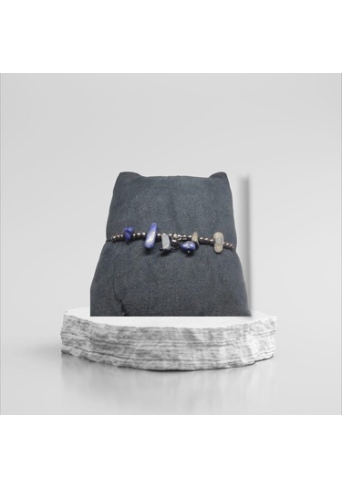 Lapis Taşı Halhal Doğal Taş Bileklik Hal Hal Ayarlanabilir İpli Mavi Taşlı Kristalize Kırık Taş Şifalı Halhal Bileklik Mavi