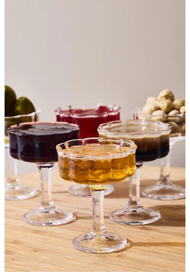 6 Lı Cam Ayaklı Kahve Yanı Lokumluk Kahvaltılık Kase Sunumluk 50m